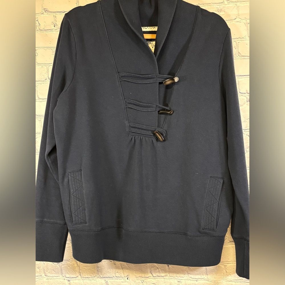 VINTAGE Old Navy Blue Shawl Collar Preppy Collegiate Casual Toggle Sweatshirt XL
